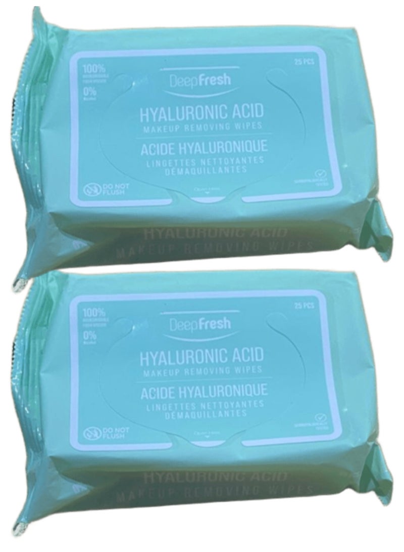 Deep Fresh Two Pieces of Hyaluronic Acid Makeup Removing Wipes 25 PCS - Image 1