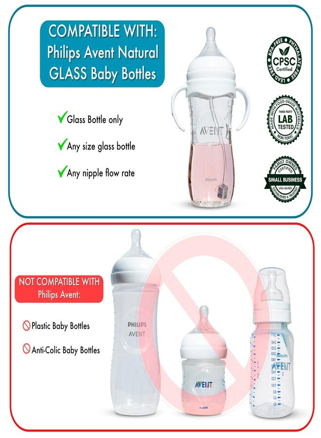 BelBeyo Self-Feeding Kit for Philips Avent Natural Glass Baby Bottles 2-Count, Weighted Straw Attachment for Natural Response Nipples with Bottle Handles and Cleaning Brush, 4+ Months (for Glass Bottles) - Image 3