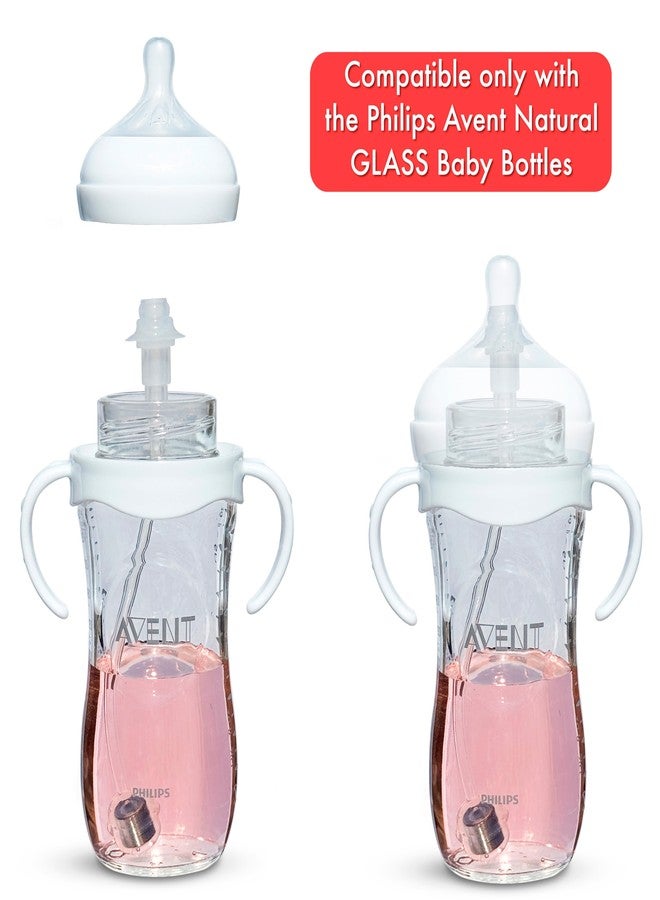 BelBeyo Self-Feeding Kit for Philips Avent Natural Glass Baby Bottles 2-Count, Weighted Straw Attachment for Natural Response Nipples with Bottle Handles and Cleaning Brush, 4+ Months (for Glass Bottles) - Image 4