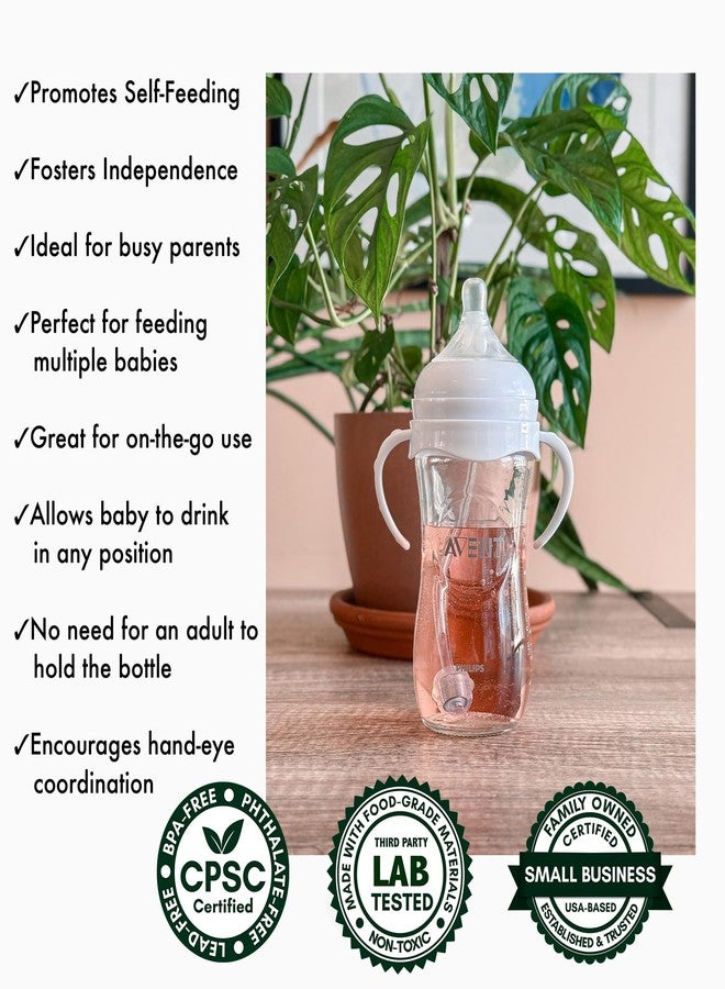 BelBeyo Self-Feeding Kit for Philips Avent Natural Glass Baby Bottles 2-Count, Weighted Straw Attachment for Natural Response Nipples with Bottle Handles and Cleaning Brush, 4+ Months (for Glass Bottles) - Image 5