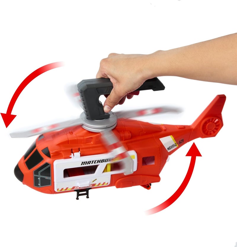MATCHBOX HXM74 40cm Helicopter Transforms Into Rescue Station Child Propeller with 1:64 Scale Die Cast Rescue Car - Image 2