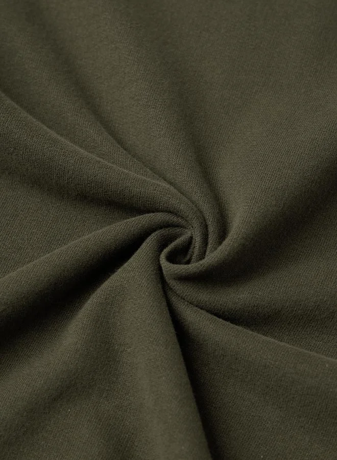 The Souled Store Men Olive Oversized T-Shirt with Zip Pocket