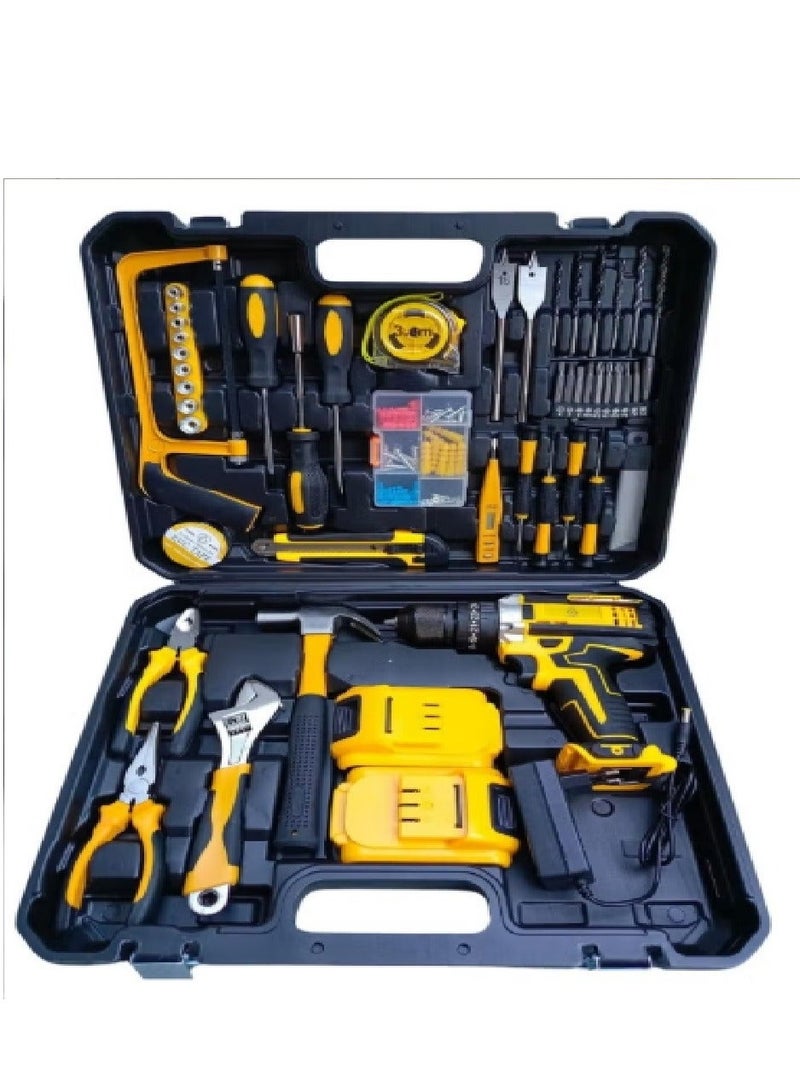 دينكس طقم مثقاب لاسلكي احترافي للاستخدام المنزلي مع أدوات يدوية للحدائق والمكتب والمنزل | أقصى قطر ١٠ مم | سرعة دوران من ٠ إلى ١٤٥٠ دورة في الدقيقة | ٢١ فولت | ١٣٠٠ مللي أمبير/ساعة | بطارية إضافية | DX1778