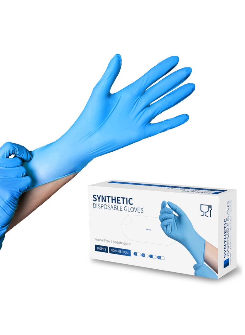 100Pcs Gloves Disposable Nitrile Latex  Powder Free Gloves, Textured, Mechanic Wearing, Cleaning, Food Blue Large - Image 1