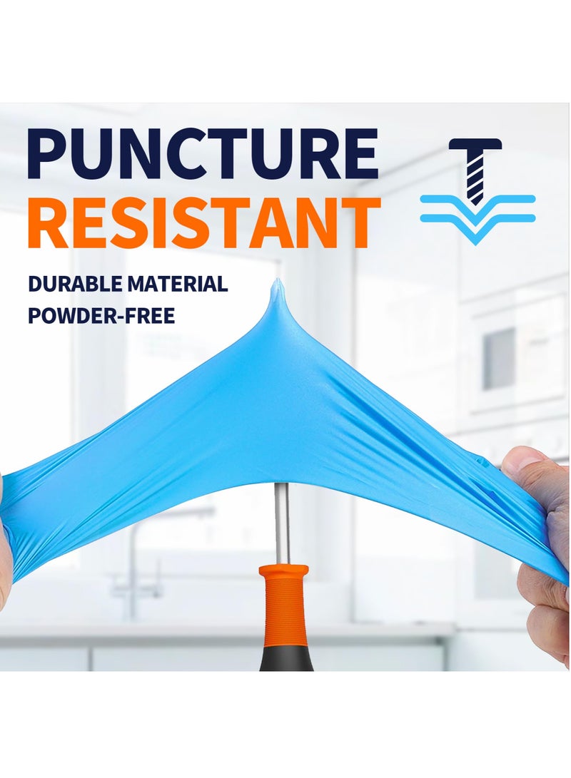 100Pcs Gloves Disposable Nitrile Latex  Powder Free Gloves, Textured, Mechanic Wearing, Cleaning, Food Blue Large - Image 2