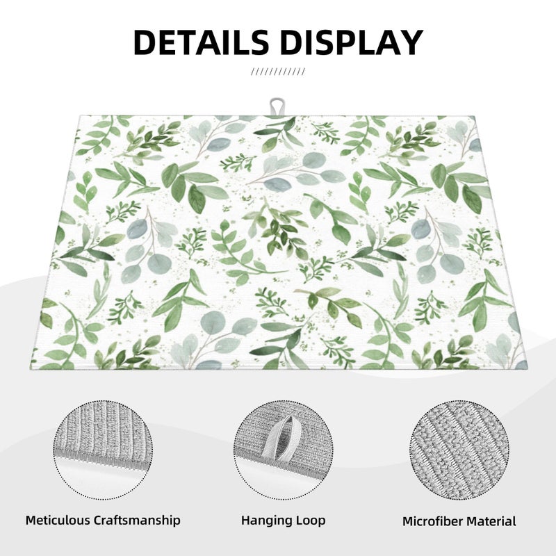 Vodbne Sage Green Dish Drying Mat for Kitchen Counter Microfiber Absorbent Dish Draining Reusable Washable Extra Large 18"x24" (Green, 18x24in) - Image 5