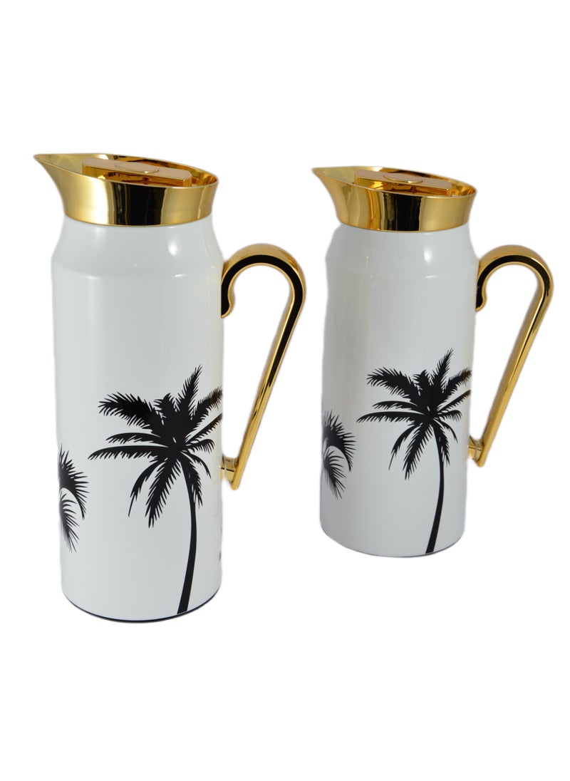 Home Maker 2-Piece Thermal Flask Set – 0.75L & 1L – Stainless Steel Exterior with Inner Glass Insulation  - Image 1