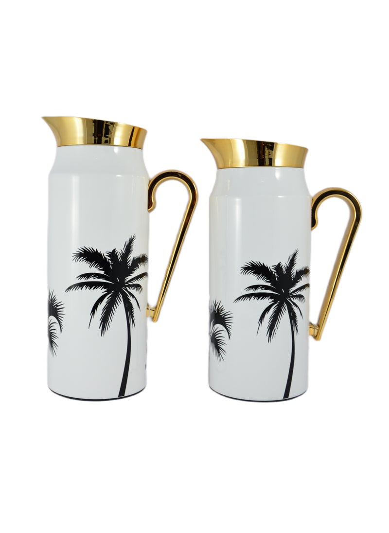 Home Maker 2-Piece Thermal Flask Set – 0.75L & 1L – Stainless Steel Exterior with Inner Glass Insulation  - Image 3