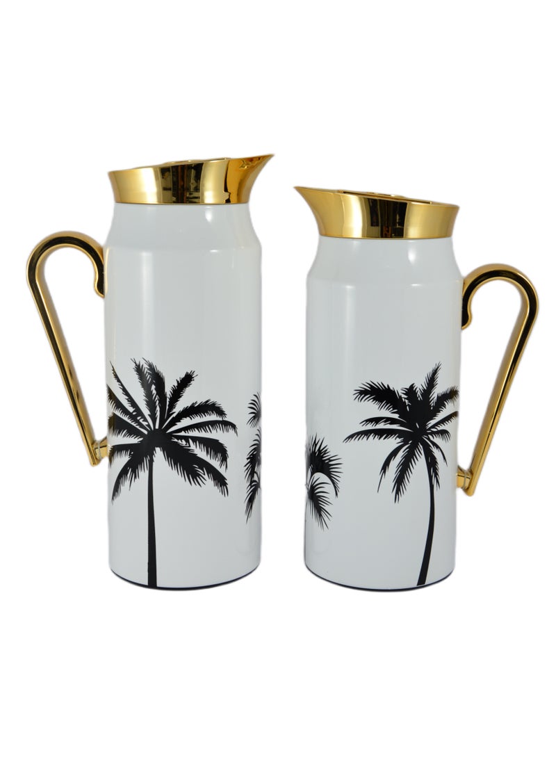 Home Maker 2-Piece Thermal Flask Set – 0.75L & 1L – Stainless Steel Exterior with Inner Glass Insulation  - Image 2