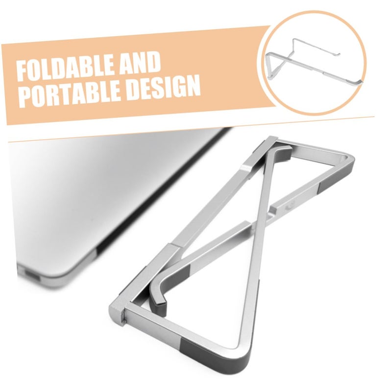 Foldable Silver Metal Laptop Stand Portable Riser Holder for Desktop Office Home Use - Image 4