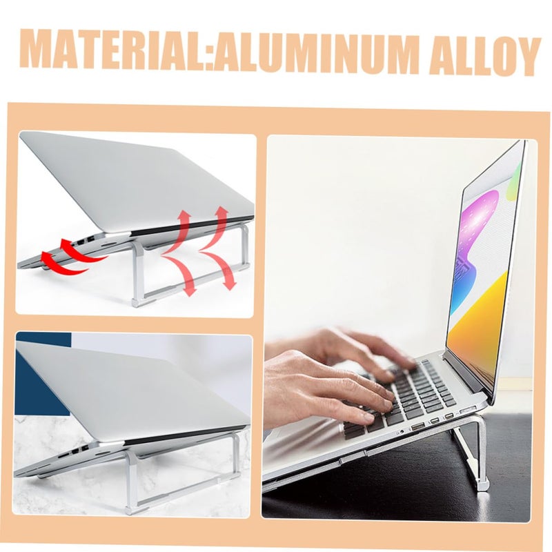 Foldable Silver Metal Laptop Stand Portable Riser Holder for Desktop Office Home Use - Image 5