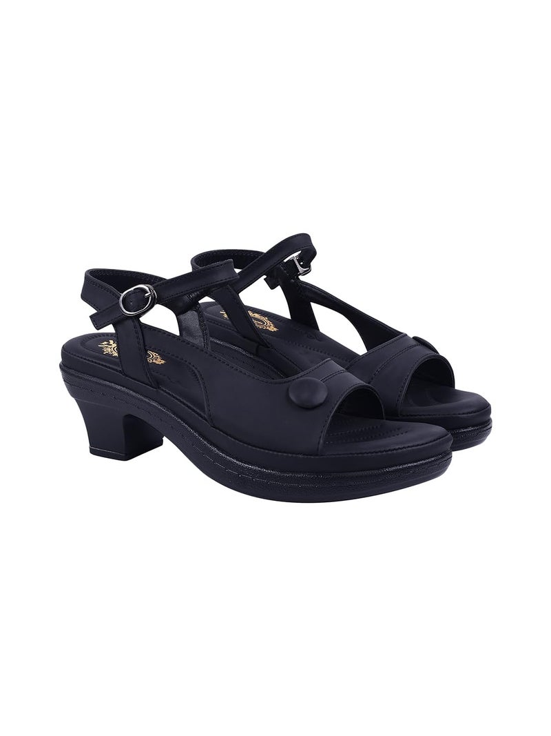 Shoetopia Orthopedic Comfortable Doctor Sole Black Sandals For Women & Girls- EU41 - Image 1