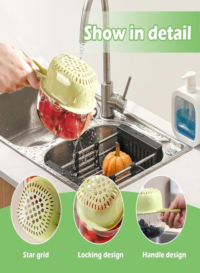 Elvana Stackable Kitchen Colander with Handle | Plastic Fruit & Vegetable Drain Basket | Multi-Function Washing & Drying Bowl Set for Sink Use - Image 4
