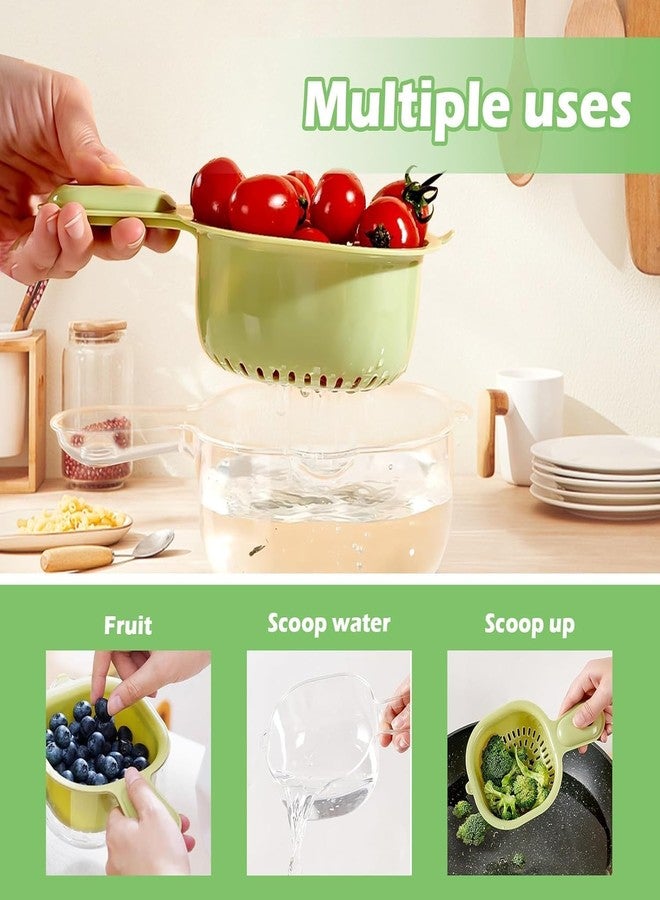 Elvana Stackable Kitchen Colander with Handle | Plastic Fruit & Vegetable Drain Basket | Multi-Function Washing & Drying Bowl Set for Sink Use - Image 5