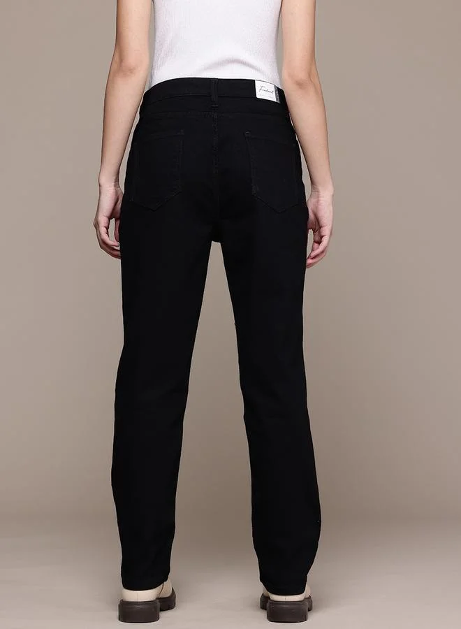 Freehand Black Freehand Women Straight Fit Solid Black Jeans for Women | Best Price UAE