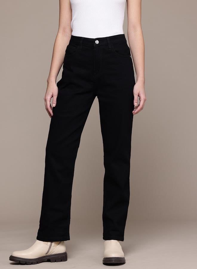 مرفوعة جينز سادة بقصة مستقيمة - Image 2