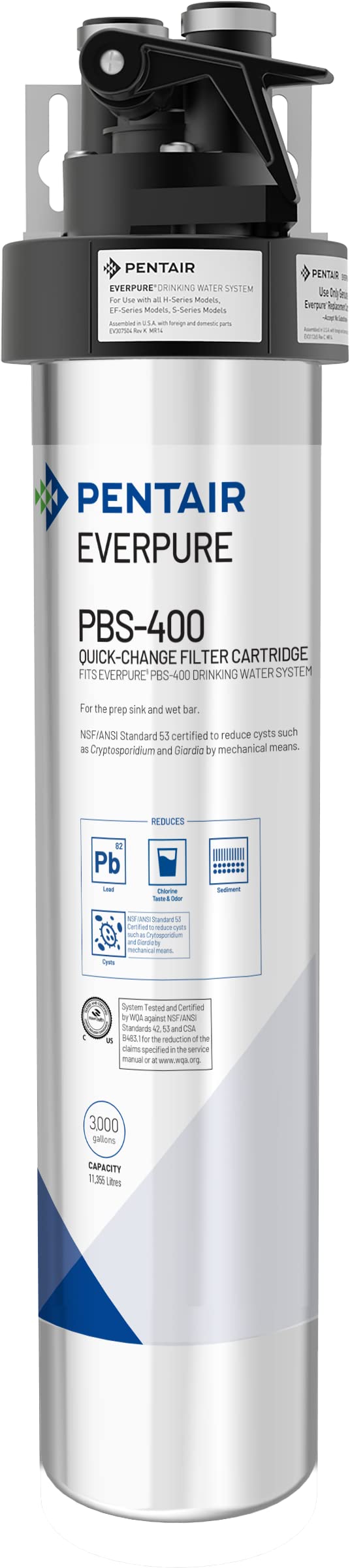 ever pure Pentair Everpure PBS400 Drinking Water System EV927085 Ideal for use in Prep Sink and Wet Bar Includes Filter Head Filter Cartridge All Hardware and Connectors