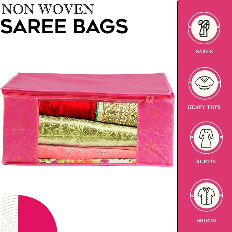 SHAPING FABRIC Non-Woven Garment Cover with Transparent Window & Double Metal Zipper - Pack of 7 for Sarees, Suits, Jackets, and Shirts - Image 2