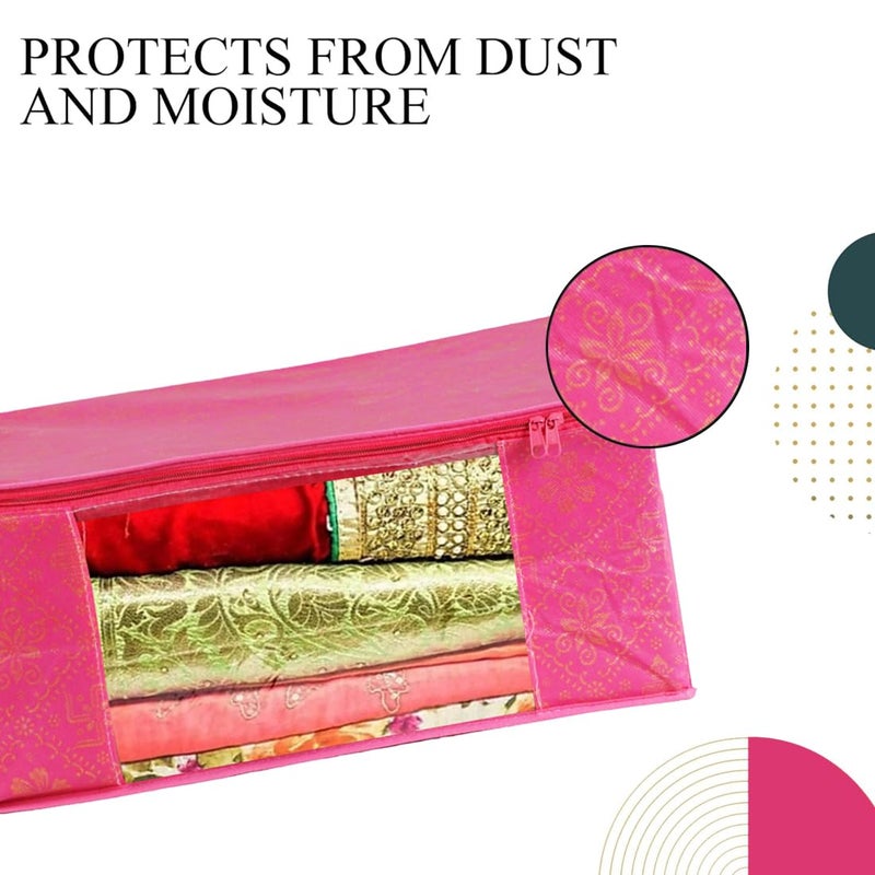 SHAPING FABRIC Non-Woven Garment Cover with Transparent Window & Double Metal Zipper - Pack of 7 for Sarees, Suits, Jackets, and Shirts - Image 3