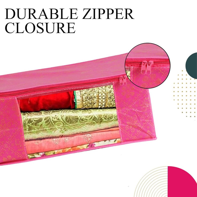 SHAPING FABRIC Non-Woven Garment Cover with Transparent Window & Double Metal Zipper - Pack of 7 for Sarees, Suits, Jackets, and Shirts - Image 5