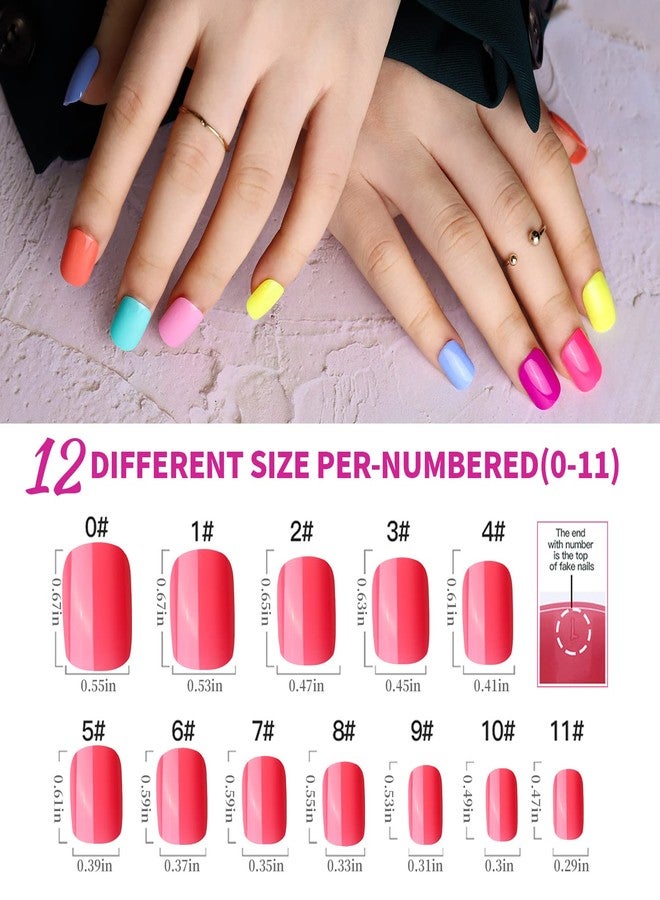 Teenitor Press On Nails Short Square, 12 Colors Short Press On Nails With Nail Glue, Short Glue On Nails For Wide Nail Bed Short Fake Nails For Woman and Girls - Image 2