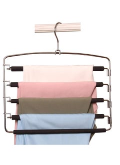 KASTWAVE Pants Hangers 5 Layers Multi Trouser Hangers Space Saving Hangers Stainless Steel Non-Slip Foam Padded Swing Arm for Pants Trousers Jeans Scarves Skirts  - Image 1