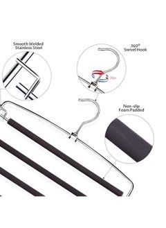 KASTWAVE Pants Hangers 5 Layers Multi Trouser Hangers Space Saving Hangers Stainless Steel Non-Slip Foam Padded Swing Arm for Pants Trousers Jeans Scarves Skirts  - Image 2