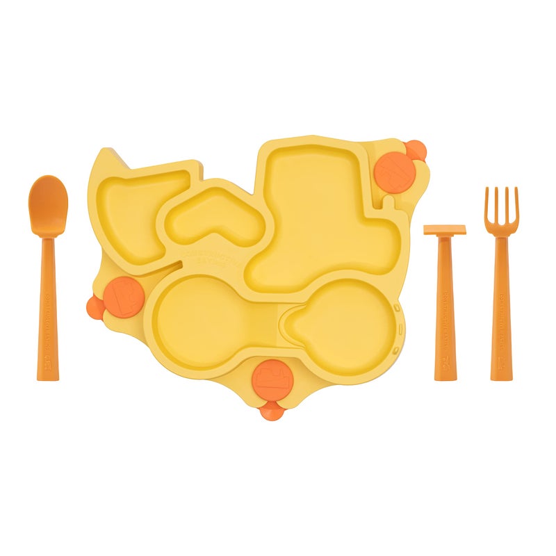 Constructive Eating Plate Made in USA | Constructive Baby | Kids Dinnerware Set, Yellow Truck Plate | Divided Suction Plates for Toddlers â€“ Made with Materials Tested for Safety - Image 5