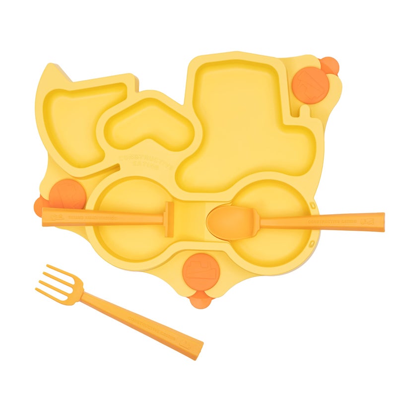 Constructive Eating Plate Made in USA | Constructive Baby | Kids Dinnerware Set, Yellow Truck Plate | Divided Suction Plates for Toddlers â€“ Made with Materials Tested for Safety - Image 2