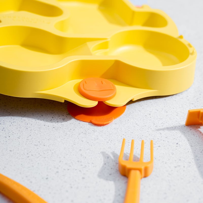 Constructive Eating Plate Made in USA | Constructive Baby | Kids Dinnerware Set, Yellow Truck Plate | Divided Suction Plates for Toddlers â€“ Made with Materials Tested for Safety - Image 3