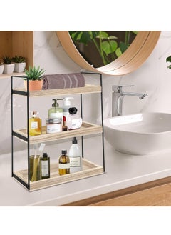 XiuWoo 3 Tier Wooden Metal Bathroom Counter Organizer,  Bathroom Organizer Countertop Storage Shelf, Bathroom Trays, Cosmetic Holder, Kitchen Spice Storage, Vanity Organizer Shelf, Home Storage Rack  - Image 2