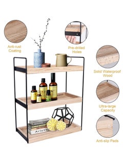 XiuWoo 3 Tier Wooden Metal Bathroom Counter Organizer,  Bathroom Organizer Countertop Storage Shelf, Bathroom Trays, Cosmetic Holder, Kitchen Spice Storage, Vanity Organizer Shelf, Home Storage Rack  - Image 4