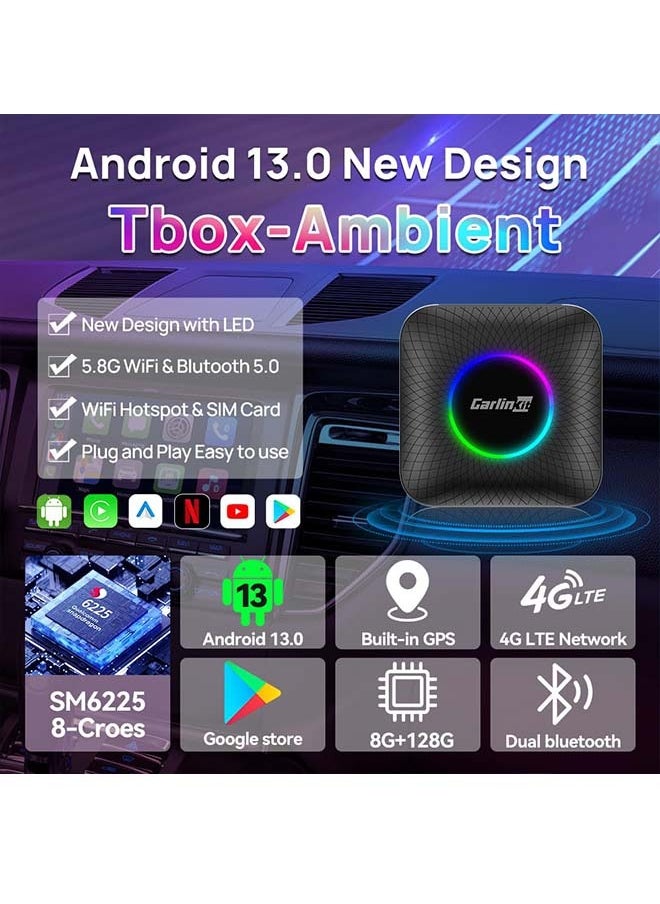 Carlinkit - 8G+128GB CarlinKit CarPlay Ai TV Box LED Plus Android13 QCM 6225 8-Core Wireless CarPlay Android Auto For Wired CarPlay 4 Network Support Android 13.0 System Netflix YouTube Google Play  Download Apps - Image 1