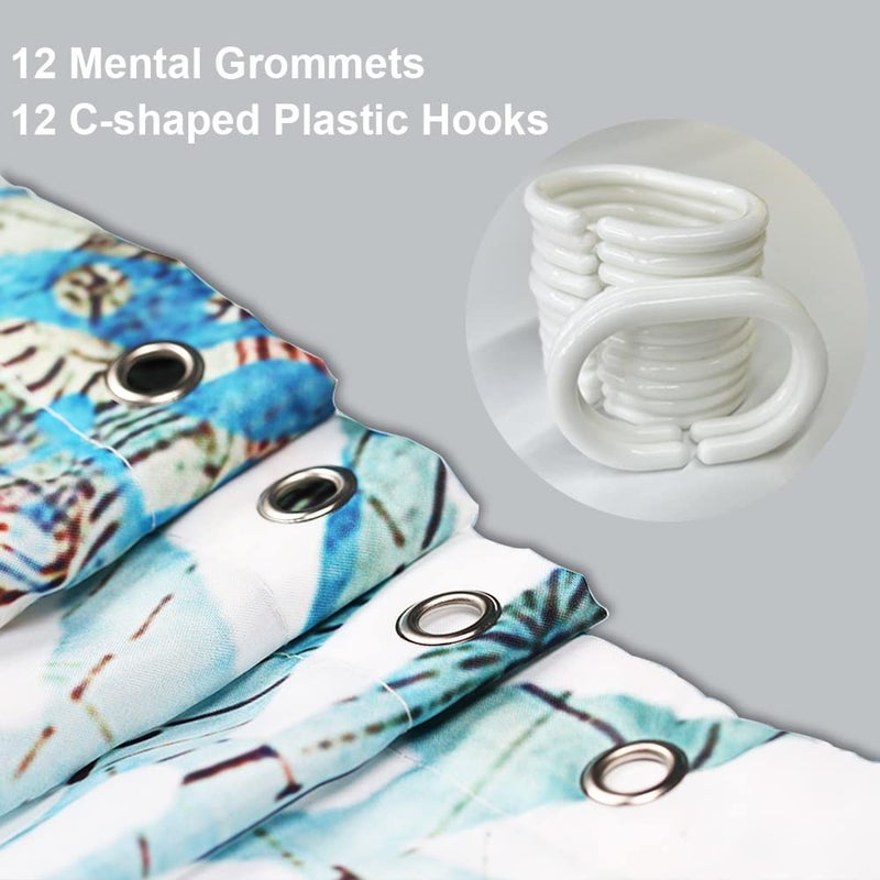 Final Friday Funny Sea Turtle Shower Curtains Ocean Animal Cartoon Kids Theme Cloth Fabric Bathroom Decor Sets with Hooks Waterproof Washable 72W x 72H inches Teal Purple - Image 5