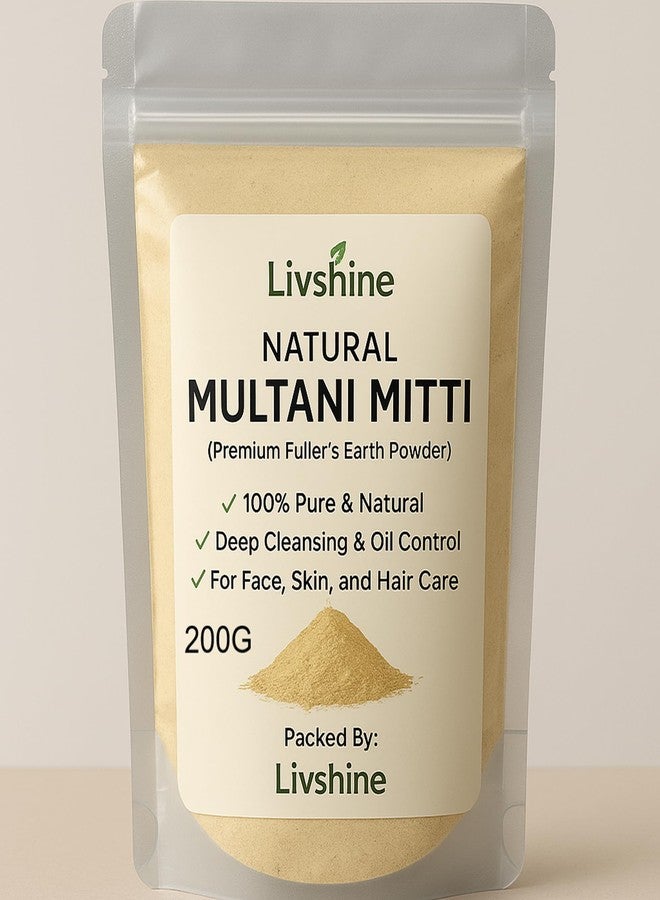 Livshine Natural Multani Mitti | Stone Form | Fuller's Earth/Calcium Bentonite Clay | for All Skin Type | Face Pack And Hair Pack | (Powder 200 Gram, Powder) - Image 1