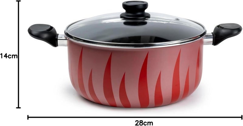 SENSTAN Flame Design Non-Stick Casserole with Lid and, Stew Pot Suitable for Gas, Electric, Induction, and Ceramic Stove Dutch Oven - 28cm - Image 4