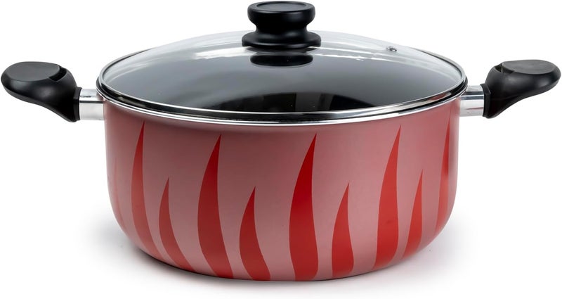 SENSTAN Flame Design Non-Stick Casserole with Lid and, Stew Pot Suitable for Gas, Electric, Induction, and Ceramic Stove Dutch Oven - 28cm - Image 1