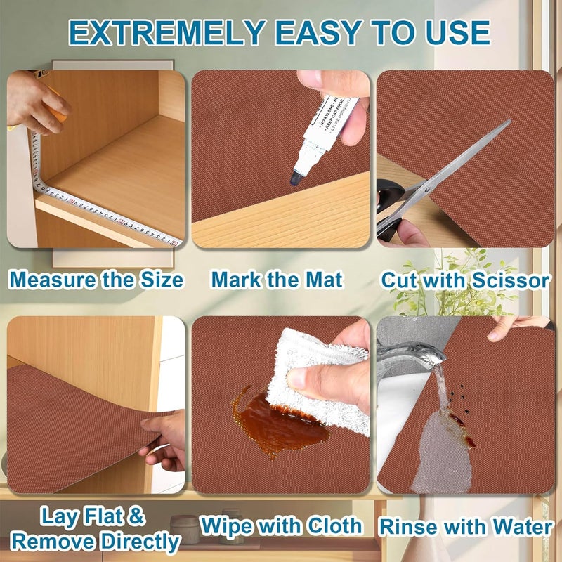 Kuber Industries Kuber Industries 5 Meter Shelf Liner | Diamond Textured Mat | EVA Kitchen Cabinet Shelf Mat | Anti Slip Mat for Kitchen-Wardrobe-Drawer | Sheet for Cupboard Shelves | Brown - Image 4