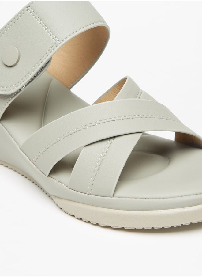 Flora Bella By Shoexpress - Women's Solid Cross Strap Sandals with Wedge Heels - Image 1