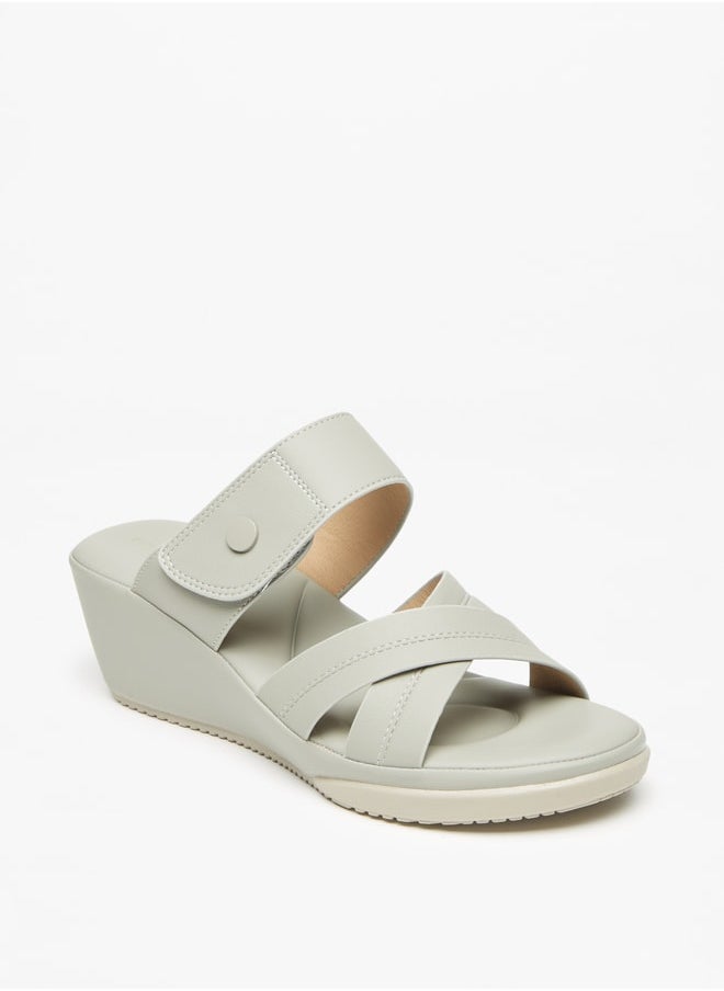Flora Bella By Shoexpress - Women's Solid Cross Strap Sandals with Wedge Heels - Image 1
