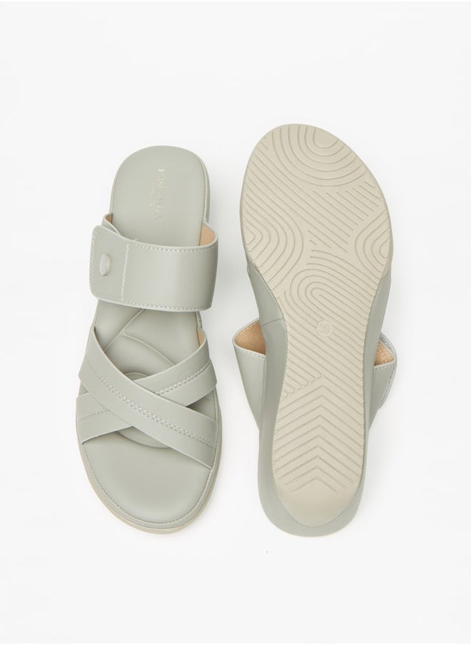 Flora Bella By Shoexpress - Women's Solid Cross Strap Sandals with Wedge Heels - Image 1