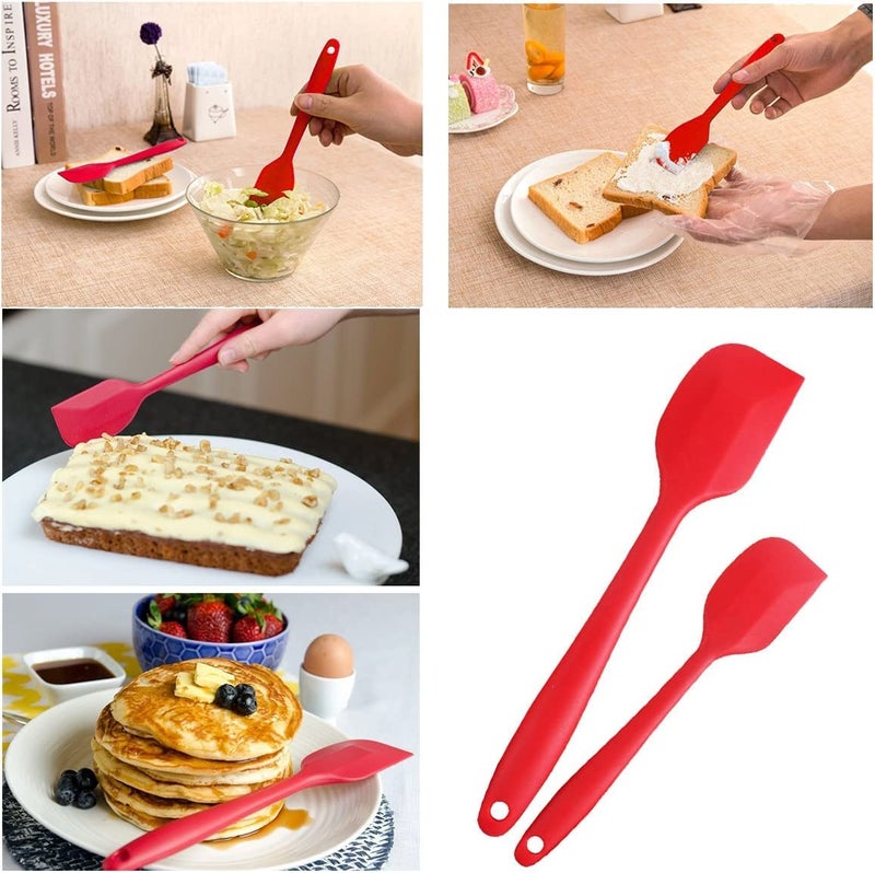 Baskety Silicone Spatula 3-Piece Set, High Heat-Resistant (UP to 480°F), Non-Stick Spatulas with Stainless Steel Core Mixing Cooking & Baking Red - Image 4