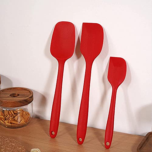 Baskety Silicone Spatula 3-Piece Set, High Heat-Resistant (UP to 480°F), Non-Stick Spatulas with Stainless Steel Core Mixing Cooking & Baking Red - Image 3