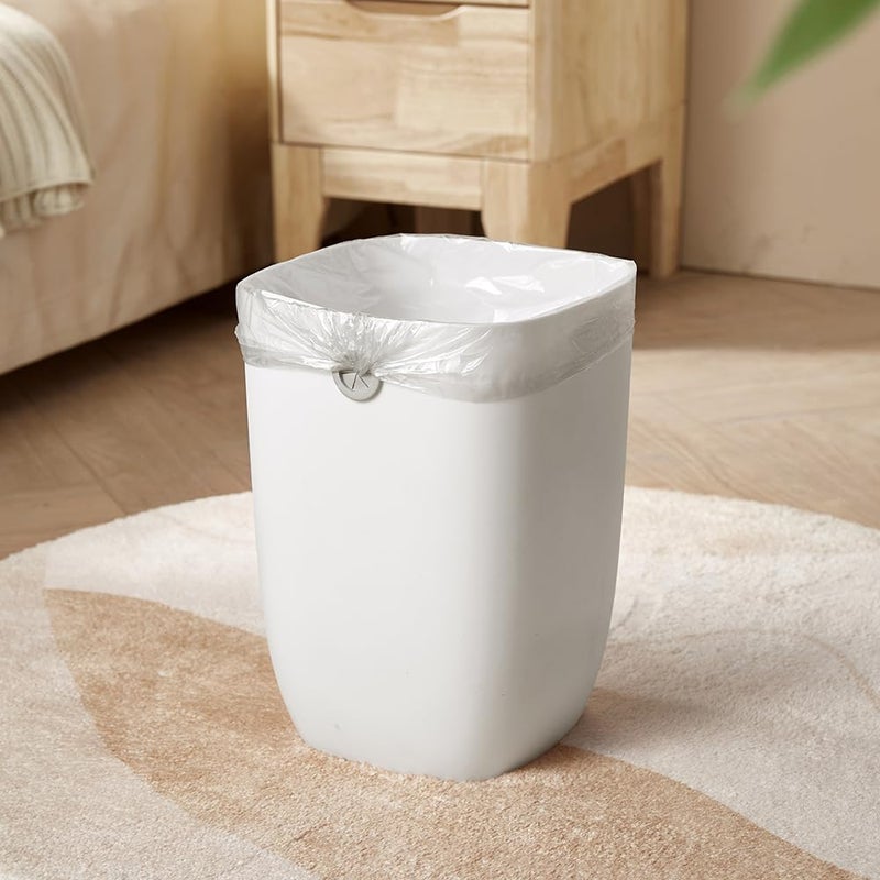 mingol Bathroom Trash Can, Plastic Rectangular Garbage Can with Trash Liner Holder for Bedroom, Living Room, Small Indoor Waste Basket, 7L, White - Image 4
