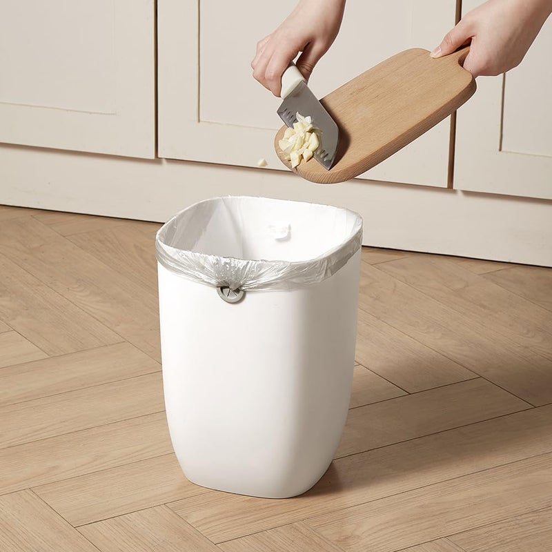 mingol Bathroom Trash Can, Plastic Rectangular Garbage Can with Trash Liner Holder for Bedroom, Living Room, Small Indoor Waste Basket, 7L, White - Image 5
