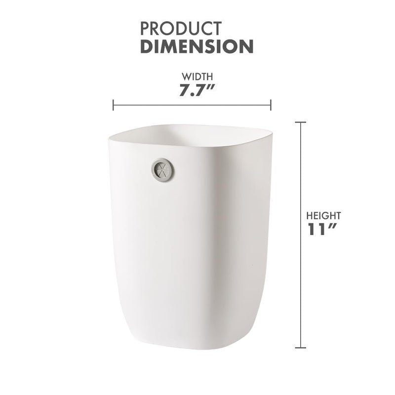 mingol Bathroom Trash Can, Plastic Rectangular Garbage Can with Trash Liner Holder for Bedroom, Living Room, Small Indoor Waste Basket, 7L, White - Image 2
