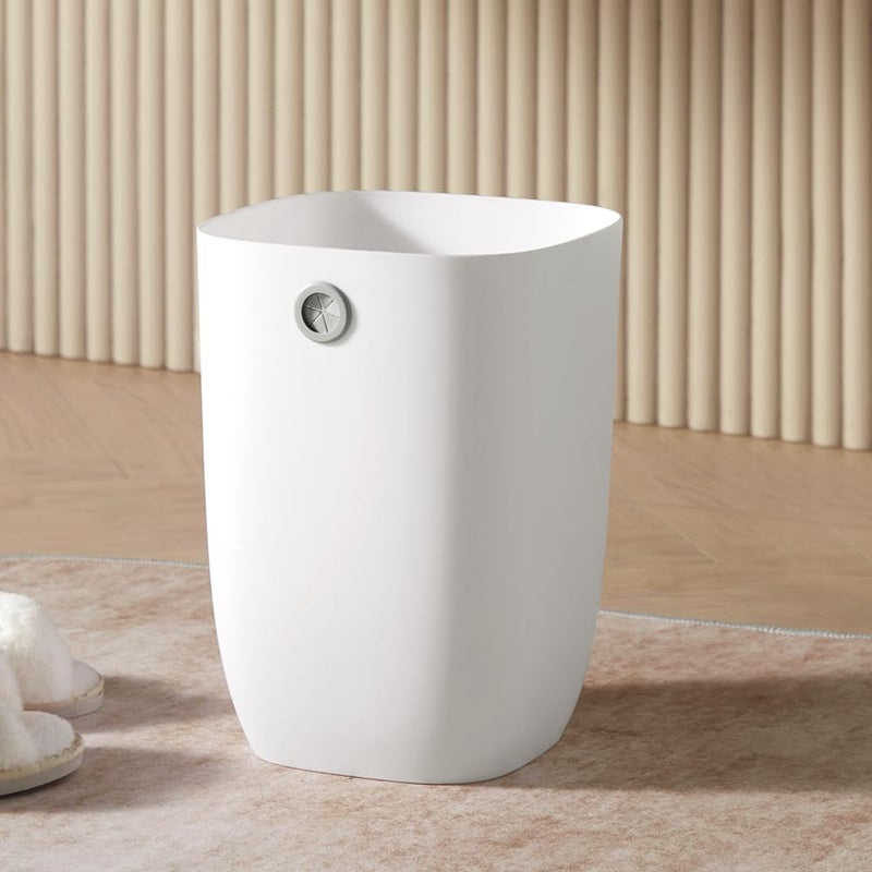 mingol Bathroom Trash Can, Plastic Rectangular Garbage Can with Trash Liner Holder for Bedroom, Living Room, Small Indoor Waste Basket, 7L, White - Image 3