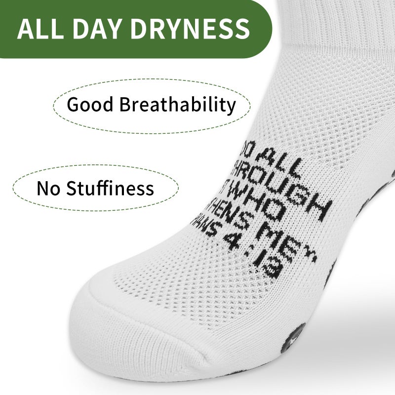 Meudid 6 Pairs Youth Grip Soccer Socks with Cross - Anti-Slip Grips Kids Socks with Bible - Image 5