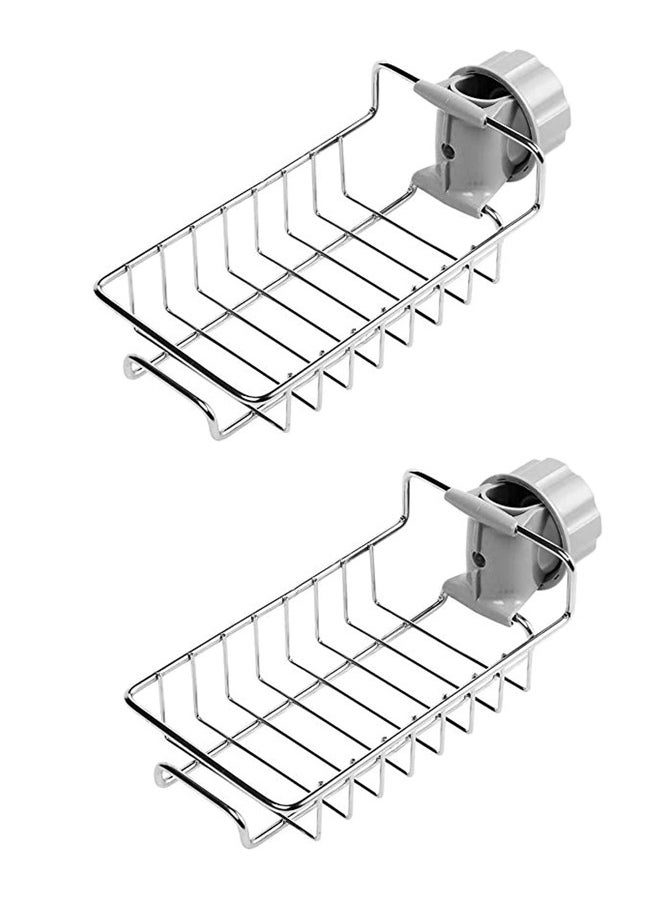 DRAMA HOME Faucet Sponge Holder, kitchen Sink Caddy Organizer, Bathroom Faucet Rack, Shower Supplies Storage Drain Rack, Stainless Steel Soap Sponge Hanging Shelf. Only Suitable For Round Faucet  - Image 2