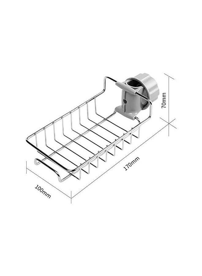 DRAMA HOME Faucet Sponge Holder, kitchen Sink Caddy Organizer, Bathroom Faucet Rack, Shower Supplies Storage Drain Rack, Stainless Steel Soap Sponge Hanging Shelf. Only Suitable For Round Faucet  - Image 5